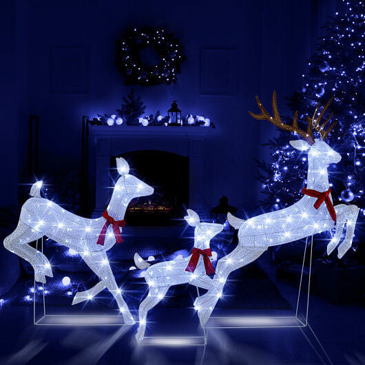 3-Piece Pre-Lit Christmas Reindeer Family Decoration Set