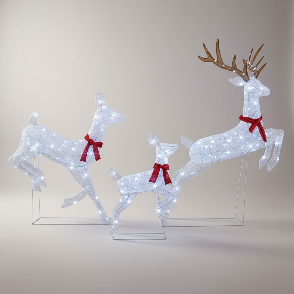3-Piece Pre-Lit Christmas Reindeer Family Decoration Set