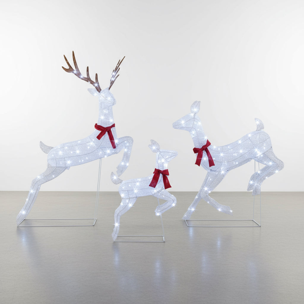 3-Piece Pre-Lit Christmas Reindeer Family Decoration Set