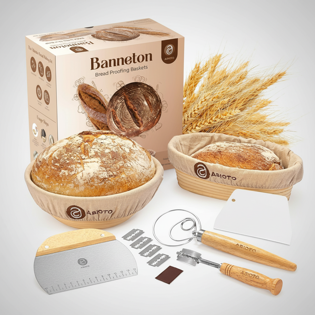 All-in-One Bread Making Set – Rattan Proofing Basket, Tools & Liner