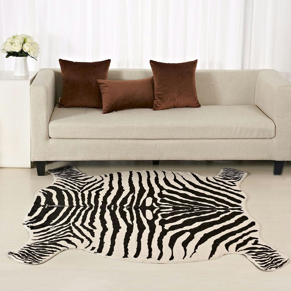 High-Quality Zebra Fur Carpet – Luxury Animal Print Rug